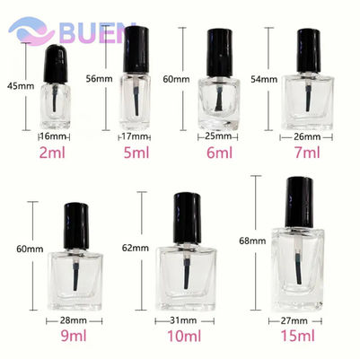 Glass Nail Polish Bottles 3ml 5ml 10ml 15ml 20ml Square Empty Nail Polish Glass Bottle With Brush