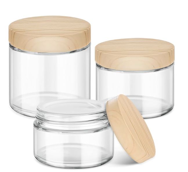 5g 10g 15g 30g 50g 80g 100g 200g Glass Cosmetic Jars with Smooth Surface and Various Volumes